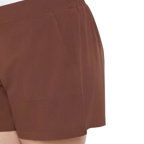 NEW XL Wildfox Rayon Shorts Brown PatchPocket Elastic PullOn 5"Inseam - Picture 6 of 10